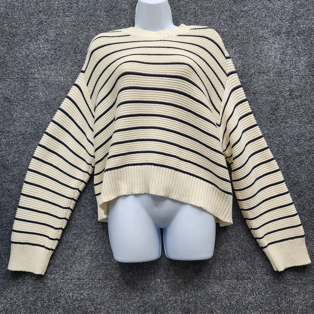 NWT Truth by Republic Women's Striped Cotton Knit Sweater Coastal Nautical XL